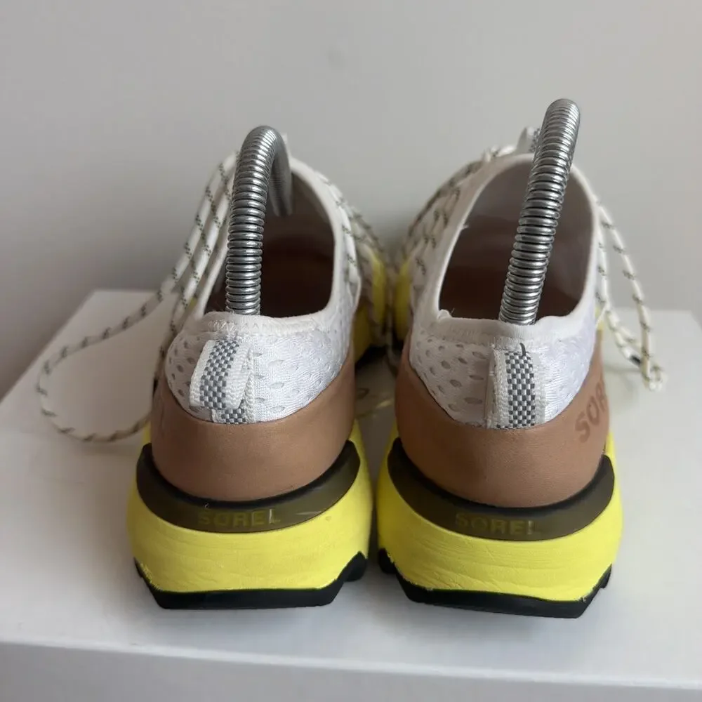 Sorel Women KINETIC Impact Lace White Sea Saly Yellow Lace Up Sneaker Sz 8 Shoes